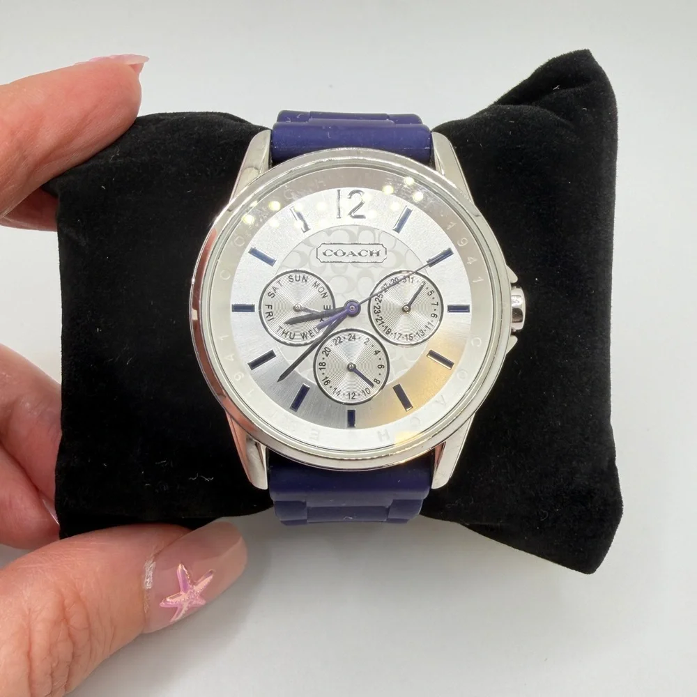 Coach 38mm Casual Ladies Watch, Blue Silicone,  Stainless Steel, 14501881!‎